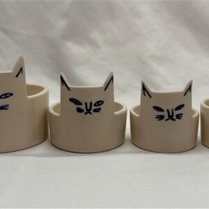 Anthropologie Kaye Blegvad Stoneware Stacking Cat Measuring Cups